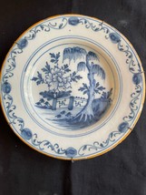 Antico Cinese Ceramica Piastra Con Giardino Scene - £238.16 GBP