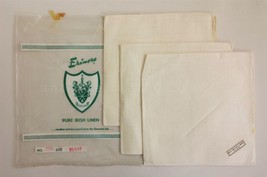 Set Vintage 3pc Unused Erinore Irish Linen Napkins Ireland 17&quot;x17&quot; Emerald Isle - £19.74 GBP