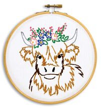 Jack Dempsey Needle Art Highland Cow 6 Inch Hoop Kit - $13.72