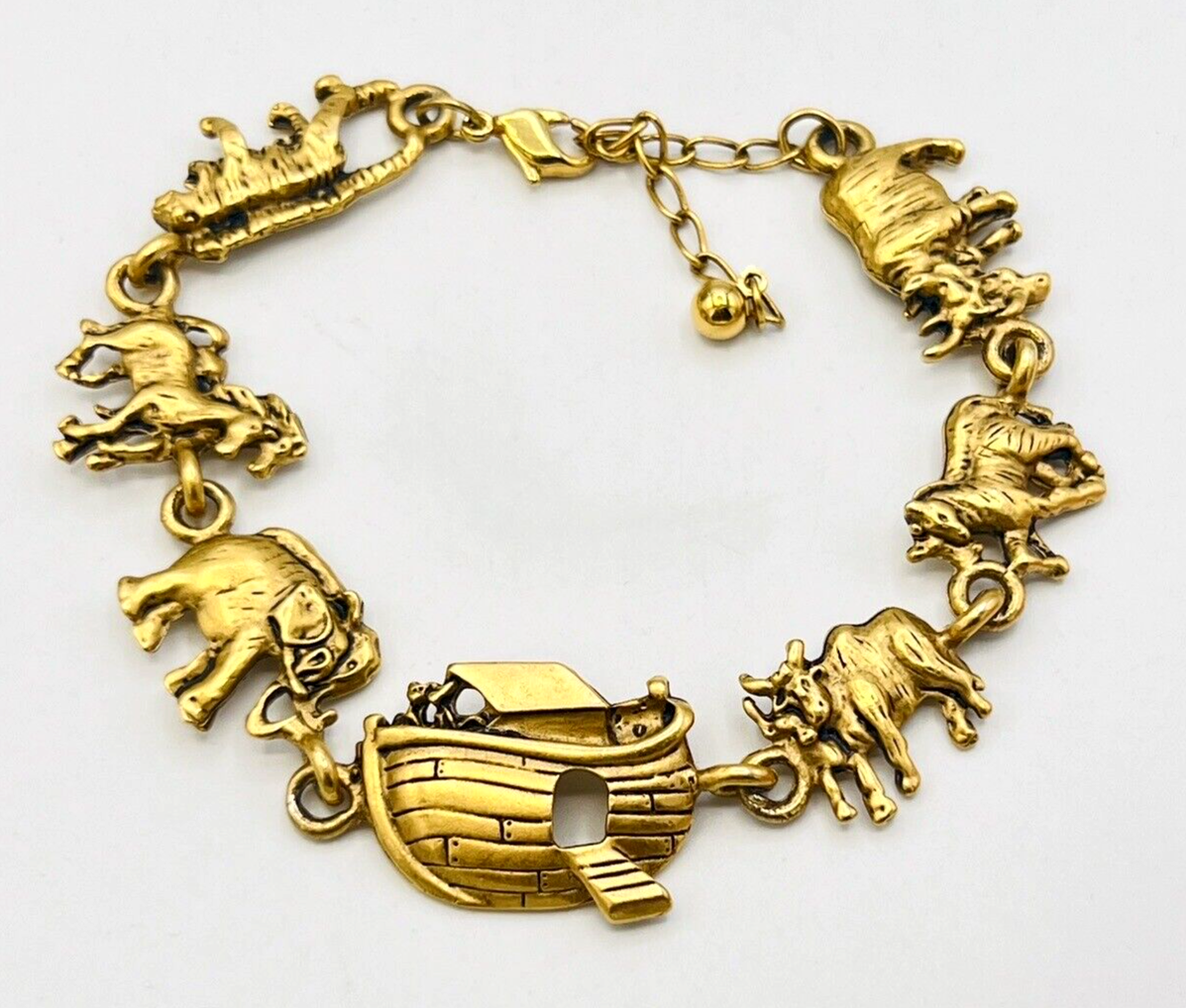 Avon Antique Gold Tone Noah's Ark Bracelet - $17.82