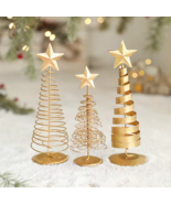 3 PCS Gold Color Christmas Tree Ornament Tabletop Mini Xmas Decoration - €34,36 EUR