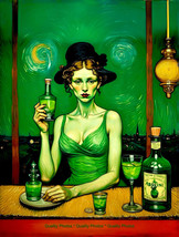 Green Goddess with Bottles of Absinthe 8.5x11&quot; Photo Print Van Gogh Style Art - £6.54 GBP