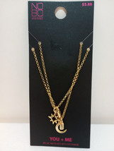 NOBO You+Me Necklaces 2 PC 16&quot; Chain with Extender  BFF Stars Moon Gold Tone - £3.19 GBP