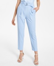 MSRP $79 Bar III Textured Crepe Paper-Bag Straight-Leg Ankle Pants Blue Size 6 - £20.22 GBP