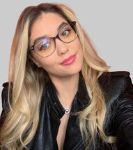 New Tom Ford Blue Light Block 54mm Green Oversized Cat Eye Women's Eyegl... - $189.99