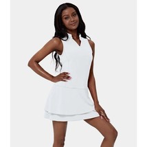 Halara Everyday Cloudful Air V Neck 2-Piece Pocket Tiered Ruffle Dress White XL - £30.79 GBP