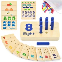 Wooden Counting Peg Board Kindergarten Math Manipulatives Number Counting Toys F - £30.59 GBP