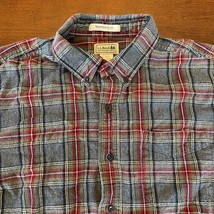 LL Bean Shirt Mens Large Scotch Plaid Flannel Gray Button Down Tradition... - £14.65 GBP