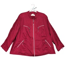 Alessa W Collection Women&#39;s Plus 22 Red Satin Bomber Utility Jacket Stre... - $28.00