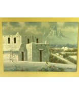 Large SOUTHWEST ADOBE  LANDSCAPE OIL PAINTING on Canvas  36 x 24 Mezcal - $123.75