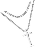 Stainless Steel Cross Necklaces for Men Layered Cuban Chain - £41.15 GBP