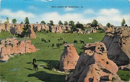 Linen MT Postcard C773 Montana Bad Lands Animals Grazing Kropp cancel 1958 - £6.11 GBP