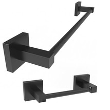 Toilet Paper Holder Matte Black Double Post Pivoting Square Tissue Holde... - £54.29 GBP