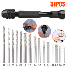 31Pcs Precision Pin Vise Micro Twist Drill Bits Set Mini Hand Twist Rotary Tool - £15.72 GBP