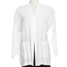 EILEEN FISHER White Organic Cotton Gauze Boxy Long Jacket XL - $99.99