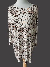 Chico&#39;s Ladies Quarter Sleeve Round Neck Animal Leopard Print Top Size Medium - £25.41 GBP