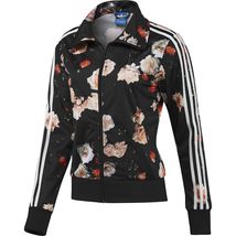 Adidas Firebird Roses Flower Print Track Top Women Black White Jacket - £45.08 GBP