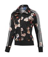 Adidas Firebird Roses Flower Print Track Top Women Black White Jacket - $57.00