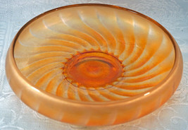 Imperial Marigold Carnival Swirl Rib Glass Shallow Serving Bowl Cupped Edge - £20.78 GBP