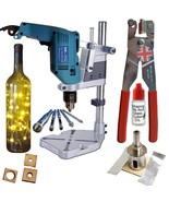 Glass Cutter Glass Drilling Kit Glass Drill Bits Drill Stand Make Bottle... - $113.85