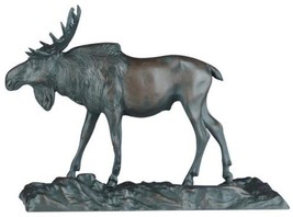 Sculpture MOUNTAIN Lodge Bull Moose Ebony Black Resin Hand-Painted Hand-Cast - £318.94 GBP