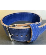 Weight Lifting Belt Strength Training Back Support Powerlifting Blue Lea... - $44.99