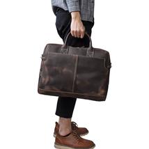 Vintage Leather Men Laptop Bag Briefcase Big Capacity Shoulder Messenger Bags - £127.80 GBP