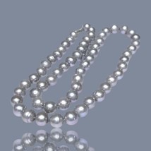 Smooth 8.5 - 10mm Natural Silver Gray Cultured Oval Round Pearl 21&quot; Neck... - $42.07