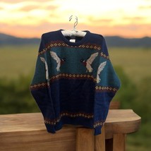 Vintage Woolrich Sweater Mens Large Navy Green 100% Wool Mallards Ducks ... - $68.31