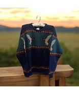 Vintage Woolrich Sweater Mens Large Navy Green 100% Wool Mallards Ducks ... - $68.31