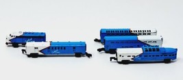 Micro Machines Galoob Lines Train 5 Pc Set Blue + White`VTG 1989 Engine Caboose - $18.81