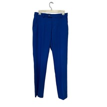 Savile Row Mens Hoxton Dress Pants Blue Flat Front Pockets Belt Loops 30... - £25.42 GBP