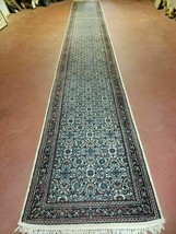 2&#39; 9&quot; X 20&#39; Vintage Oriental India Floral Hand Made Wool Runner Rug Ivory Nice - £1,392.47 GBP