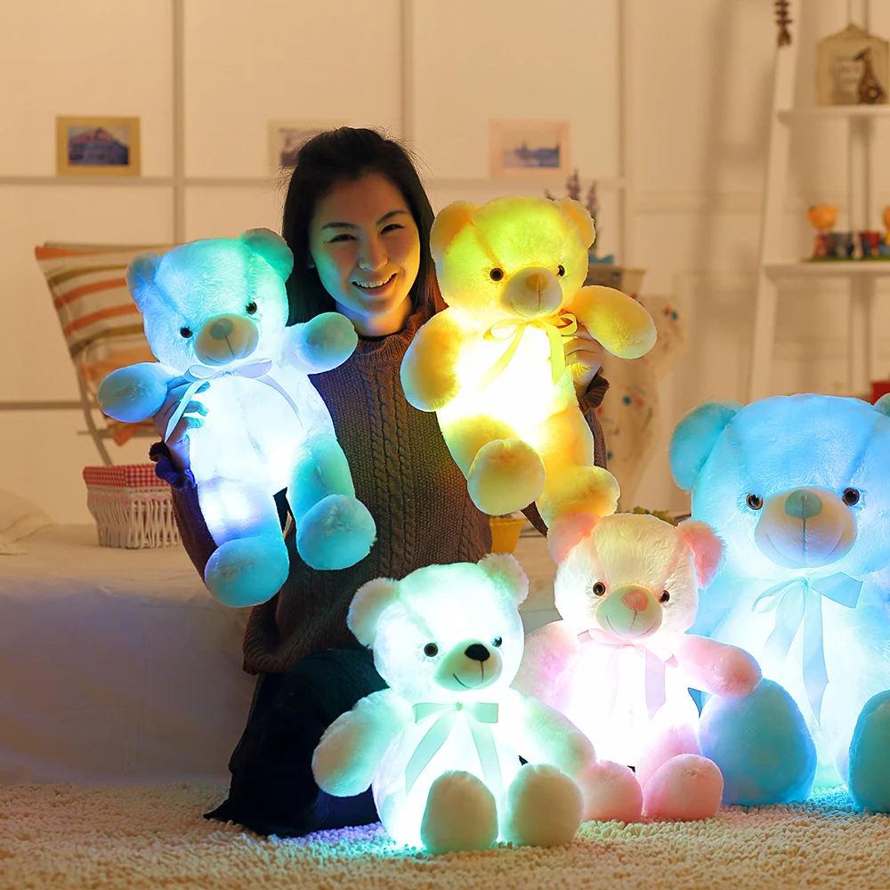Inous creative light up led teddy bear stuffed animals plush toy colorful glowing teddy thumb200