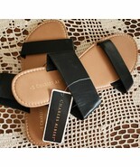 Charles Albert ~ Slip On ~ Open Toe ~ Dual Strap Sandals ~ BLACK ~ Large... - $14.96