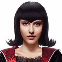 PARTY ZONE Short Afro Cosplay Wig-Women Straight Flat Bangs Hair for Women Anime - £70.33 GBP