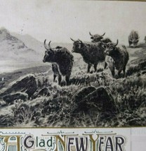 Vintage Glad New Year Postcard Buffalo Herd Germany John Winsch Back 1912 - £33.62 GBP