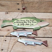 Trout Fishing Carved Wooded Bathroom Home Decor - £15.76 GBP