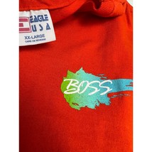 Vintage Boss T Shirt 90&#39;s Single Stitch Orange XXL 2XL - £27.22 GBP