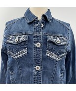 Rhythm in Blues Womens Blue Denim Embroidered Jean Jacket Coat Size Large L - $274.99 MXN