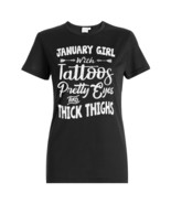 January Girl Tattoos Pretty Eyes T-shirt Black Ladies Tee Birthday Gift ... - £15.55 GBP