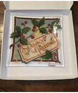 Peggy Karr Season&#39;s Greetings Glass Plate Decorative Christmas Dish 10in. - $59.40