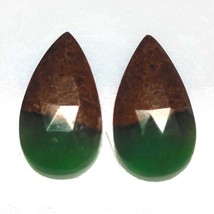 Boulder Chrysoprase Drop Almond Shape 18X10X4 mm Bead Matching Pair, Bright Gree - $50.00