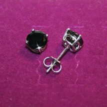 4.75ctw Round Black Diamond Alternatives Stud Earrings Solid 14kt White ... - $97.99