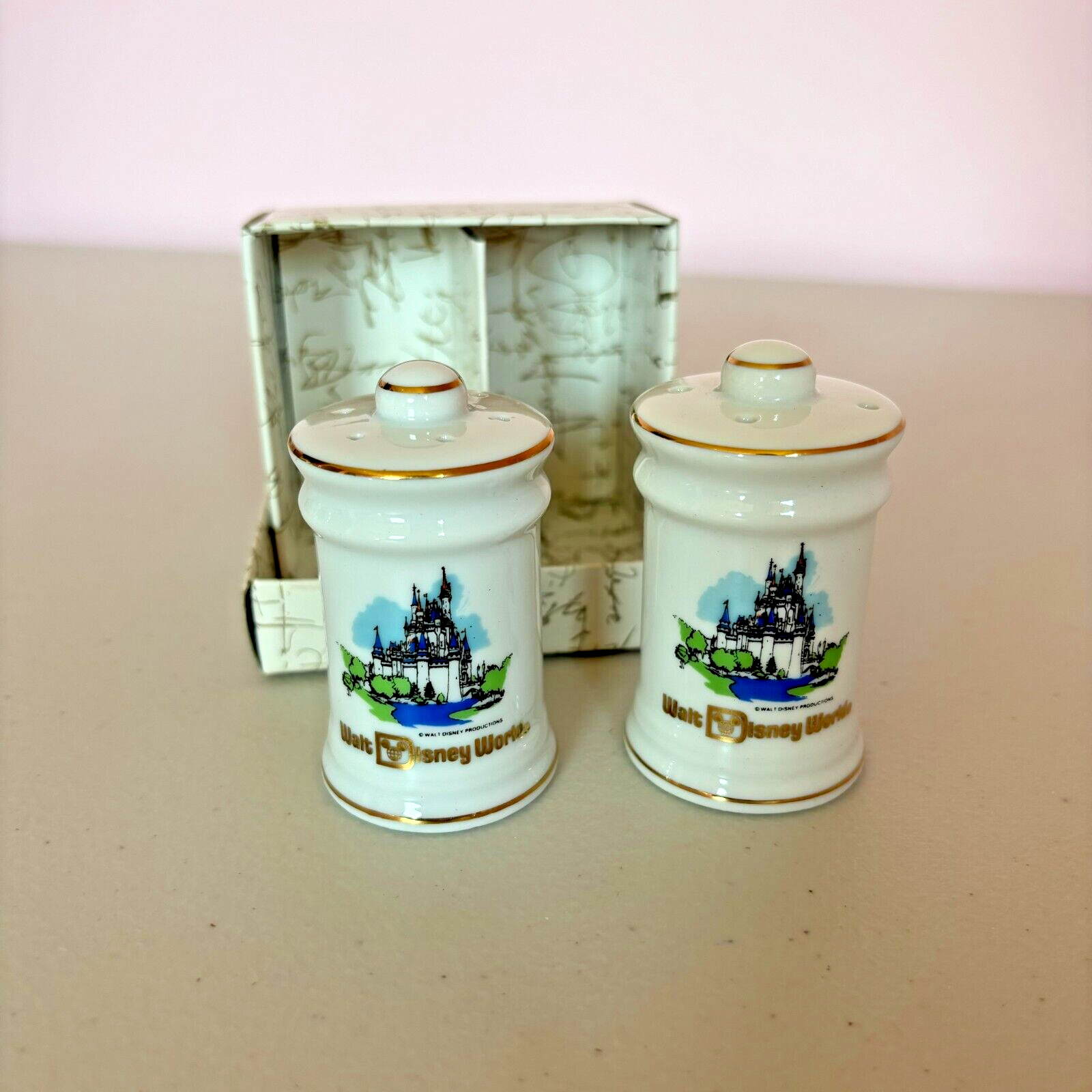 Vtg 70&#39;s Walt Disney World Salt and Pepper Shakers in Original Box-Made ... - $19.99