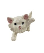 Vintage White Persian Cat Kitten Blue Eyes Paw Up Porcelain Figurine  - £8.77 GBP