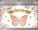 Butterfly Birthday Party Backdrop Decorations Pink and Purple Butterfly ... - $15.94