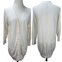 Rebecca Moses White Cotton Silk Cashmere Lightweight Long Cardigan Tunic... - $23.99