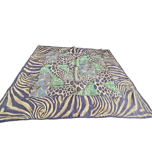 Vintage 100% Silk Scarf 31&quot; x 32&quot; Square~ Animal Prints~ Violet Teal Gol... - £14.63 GBP