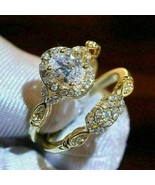 Lab Created 3CT Oval Cut Diamond Bridal Set Engagement Ring 14K Yellow G... - €84,12 EUR